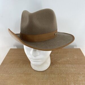 GIGI PIP Light Brown Fedora Women Size 53 Australian Wool